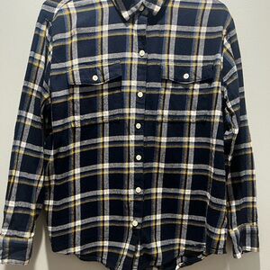 Women's Old Navy Blue Plaid Flannel Button Up Shirt.The Boyfriend‎ ,Size Small